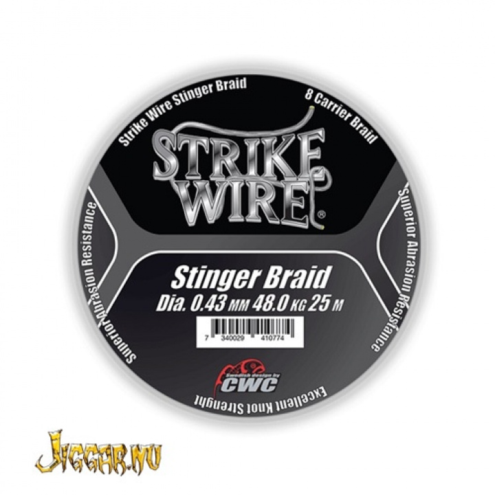 Strike Wire Stinger Braid 0.43mm / 48kg - 25m Grey i gruppen Tillbehör / Krok & småplock / Tafsmaterial hos Jiggar Sverige AB (5559)