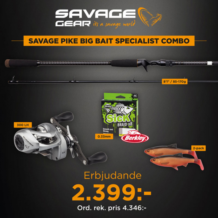 Savage Gear Pike Big Bait Specialist Combo i gruppen Spön och Rullar / Fiskeset / Spinnfiskeset Gädda hos Jiggar Sverige AB (SG_bigbaitspecialist)