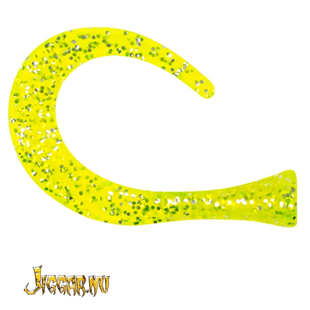 Guppie Tail - 3 curly / 1 Paddel - Chartreuse Glitter