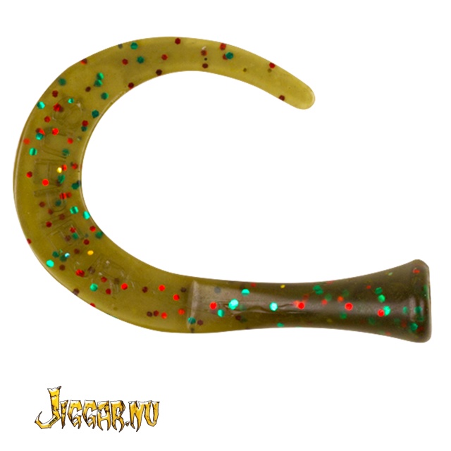Guppie Tail - 3 curly / 1 Paddel - Mossgreen Glitter