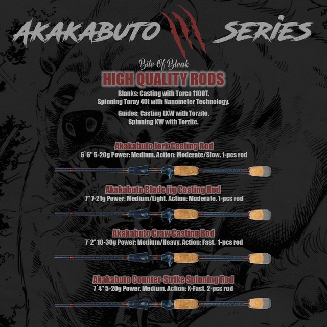 Bite of Bleak - Akakabuto Jerk Casting Rod 6'6' 5-20g (multi) 