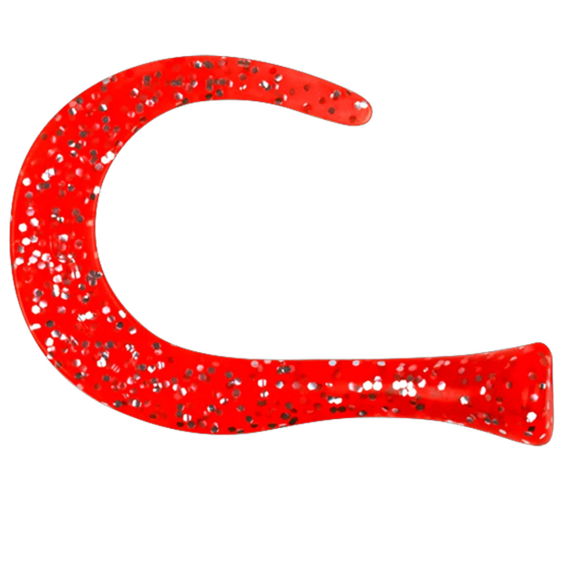 Guppie Tail - 3 curly / 1 Paddel - Red/Silver Glitter