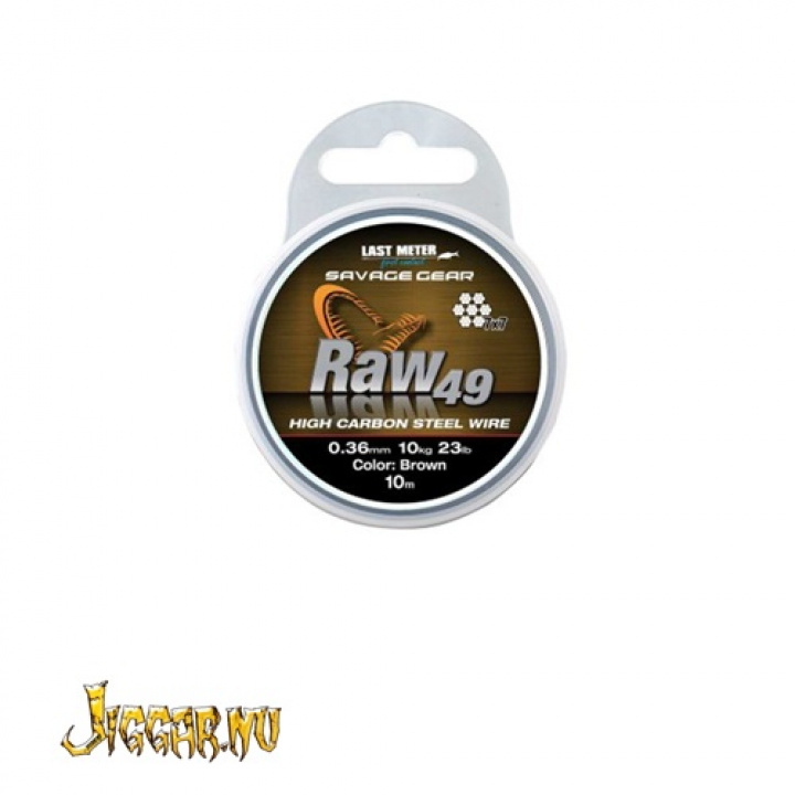 Savage Gear Raw49 0,45mm 16kg Uncoated Brown 10m i gruppen Tillbehör / Krok & småplock / Tafsmaterial hos Jiggar Sverige AB (6835)