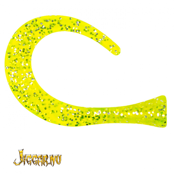 Guppie Tail Jr 3 curly / 1 Paddel Chartreuse Glitter i gruppen Fiskedrag / Extra Tailar hos Jiggar Sverige AB (9003)