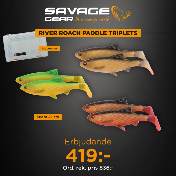 Savage Gear River Roach Paddle Triplets i gruppen Fiskedrag / Betespaket hos Jiggar Sverige AB (SG_riverroach_triplets)
