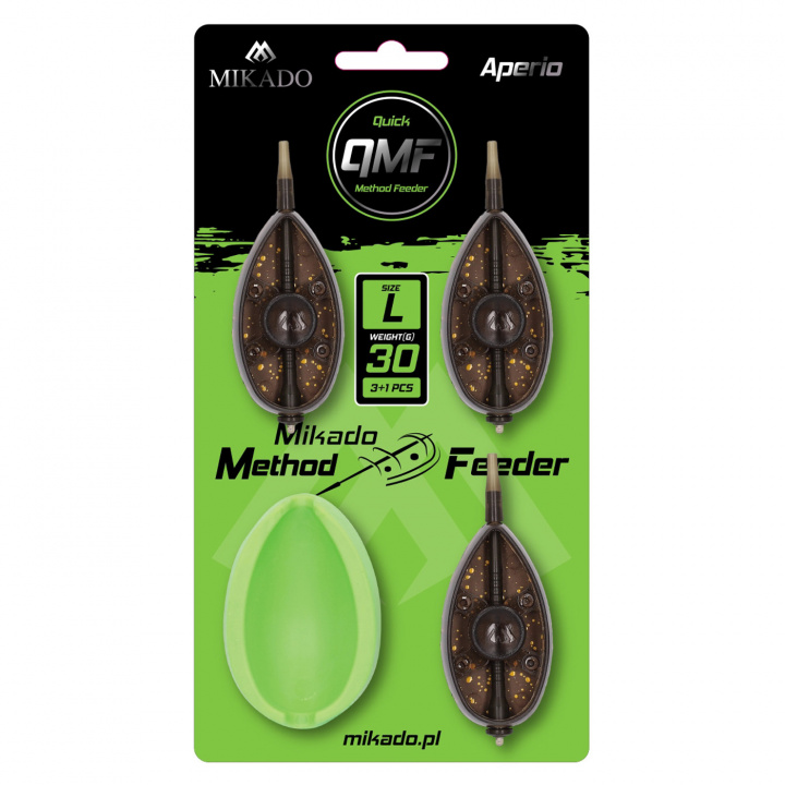 Mikado Quick Method Feeder Aperio System L Set 30+40+50g + Feeder Mould i gruppen Tillbehör / Krok & småplock / Mete hos Jiggar Sverige AB (AMFA-QMF-SET-3LB)